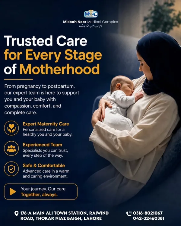 Mother holding a newborn, headline Trusted Care for Every Stage of Motherhood