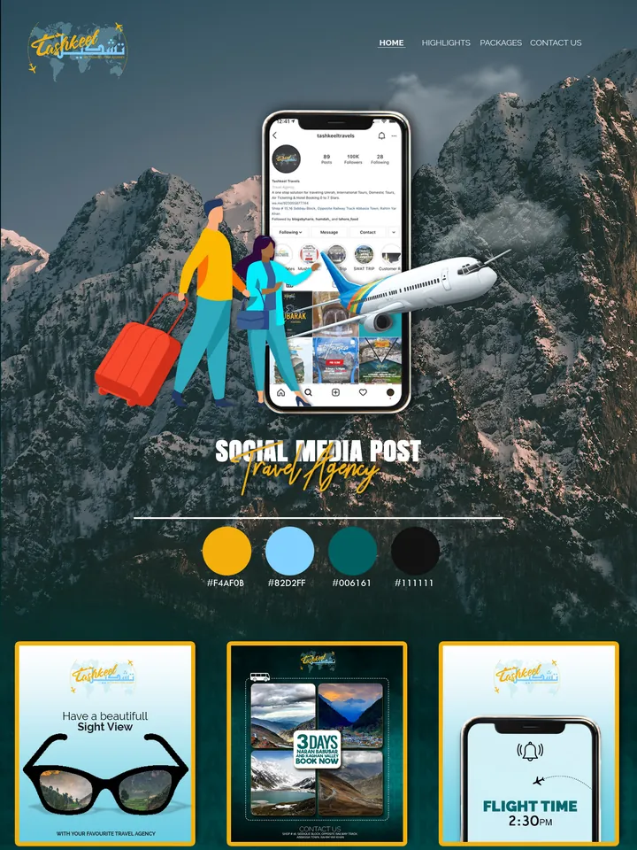 Social media post designs for Tashkeel Travels